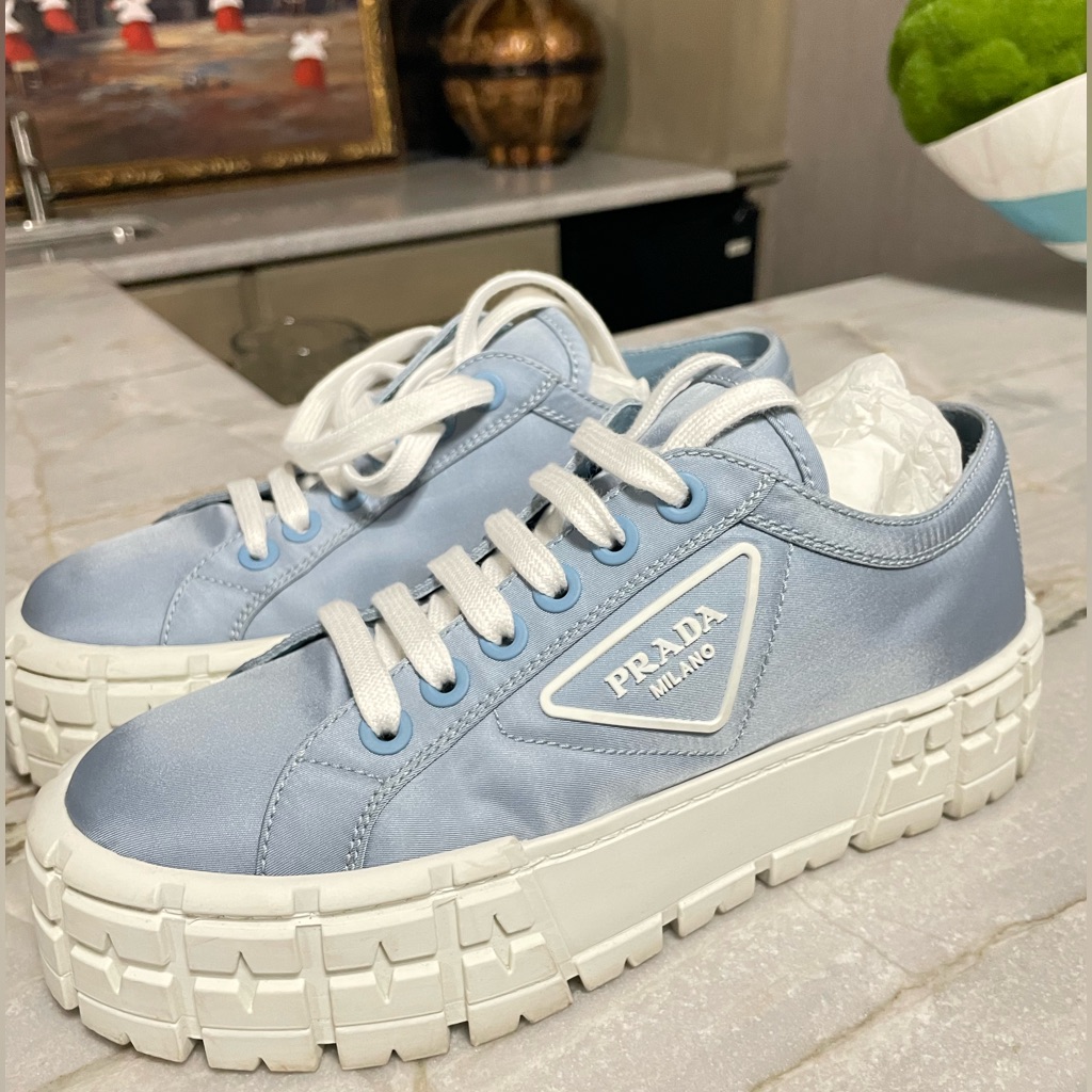 Prada Nylon Platform Sneakers 39 Powder Blue